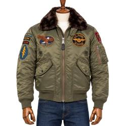 Bombers Pilote Patch&eacute; AIRSTON - Schott Bleu marine, 3XL