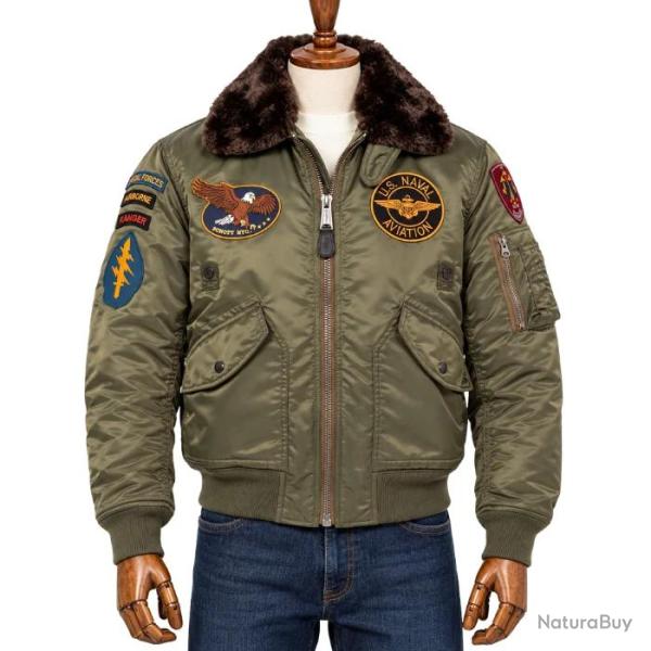 Bombers Pilote Patch� AIRSTON - Schott Vert arm�e, 2XL