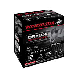 Cartouches WINCHESTER Drylok Super Steel 12/76 35 g acier n&deg;3 bourre &agrave; jupe - Lot de 500 cartouches