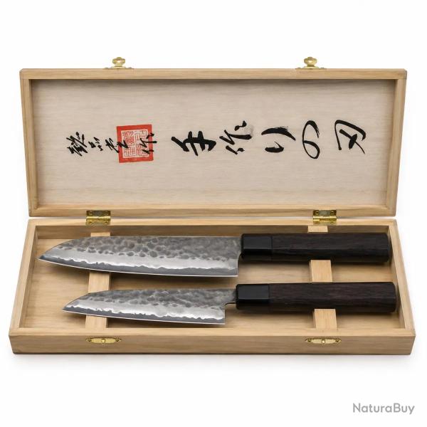 Coffret 2 Couteaux Japonais Nakiri & Santoku - Artisanat Traditionnel