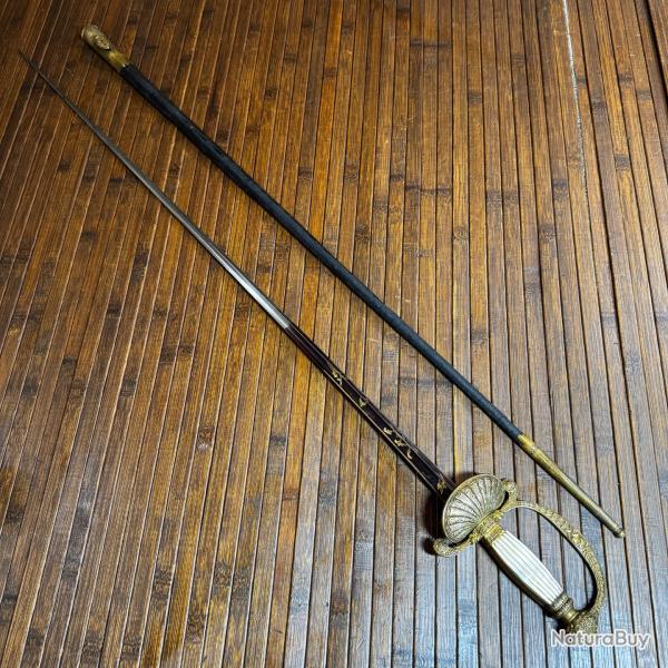 �p�e d'Officier Restauration � Nacre, Profil Henri IV, Lame Bleuie & Or � S&K Solingen