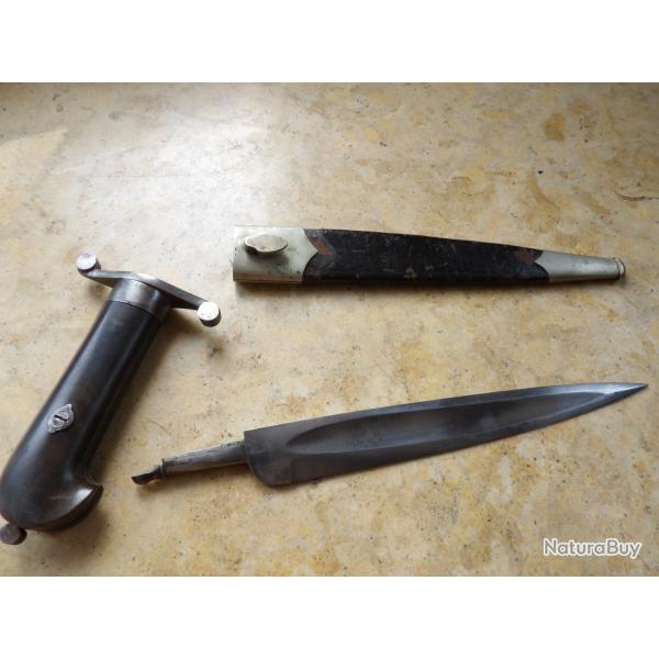 couteau dague avec lame mixte amovible pour fixer sur �pieu XIX� jamais vu peu courant