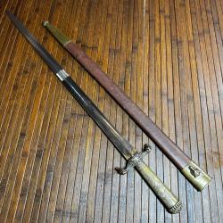 Rare Glaive de V&eacute;nerie Fin XVIIIe (Louis XVI / Directoire) - Restes de Bleui & Dorure, Monture bronz