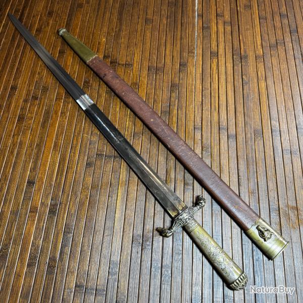 Rare Glaive de V�nerie Fin XVIIIe (Louis XVI / Directoire) - Restes de Bleui & Dorure, Monture bronz
