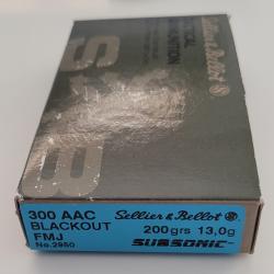 Balles S&B - Cal. 300 AAC Subsonic Blackout FMJ - 13 g / 200grs