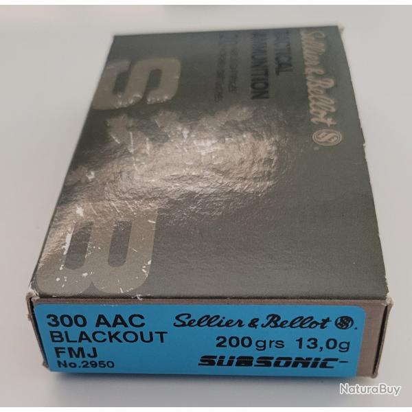 Balles S&B - Cal. 300 AAC Subsonic Blackout FMJ - 13 g / 200grs