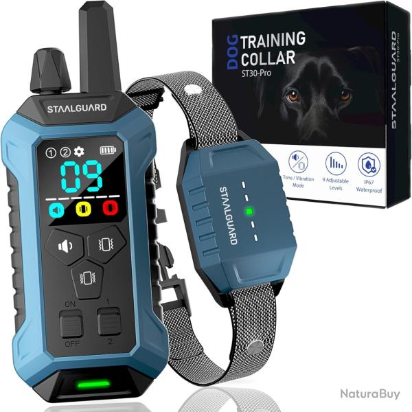 Colliers de Dressage Chien 3 Modes BIP Vibration et Boost �tanche IP67 Autonomie 30 Jours Port�e 3km