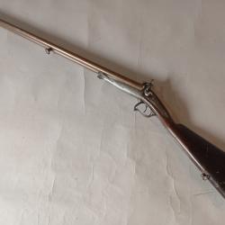 RARE FUSIL DE BORGNE &agrave; Broche (Syst&egrave;me Lefaucheux) - Crosse &agrave; Avantage Invers&eacute; - 19 eme siecle