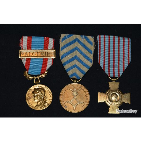LOT DE 3 MEDAILLES ANCIEN COMBATTANT GUERRE D'ALGERIE-1954/1962