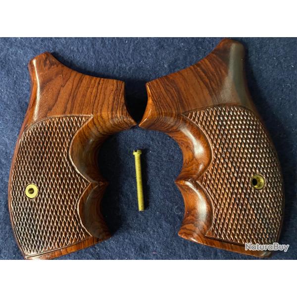 plaquettes bois pr�cieux ambidextre pour revolver  Smith&Wesson carcasse K/L ou I round butt