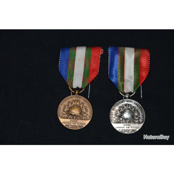MEDAILLES UNC-UNION NATIONAL DES COMBATTANTS-ANCIENS MILITAIRES 14/18-39/45-INDOCHINE-ALGERIE