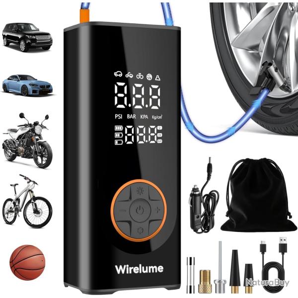 Gonfleur de pneus sans fil compresseur d'air portable pompe � pneus de voiture num�rique DC 12V 150P
