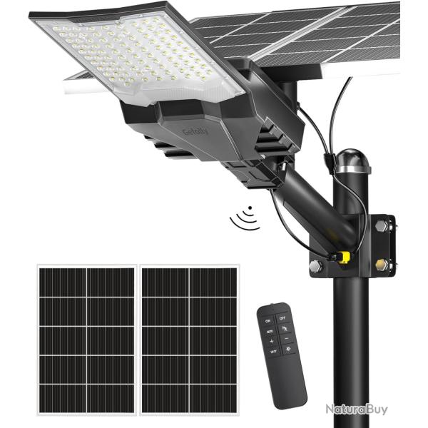 Lampadaire Solaire Exterieur, lumi�re solaire ext�rieure Cr�puscule � l'Aube IP68 �clairage 6500K in