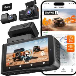 Dashcam Cam&eacute;ra embarqu&eacute;e 2,5 K 60 FPS 2,5 K + 1080P double cam&eacute;ra embarqu&eacute;e pour voiture avant arri&egrave;