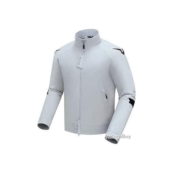 Blouson Moto Homme Taille L 4 Saisons - Veste Moto Textile Respirante et Coupe-Vent avec Protections