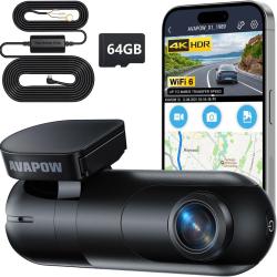 Cam&eacute;ra de Voiture Avant WiFi 6 Contr&ocirc;le Via Application 2160P Capteur G Int&eacute;gr&eacute; Enregistrement en Bo