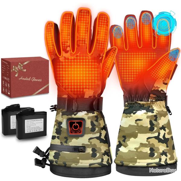 Gants Chauffants avec Batterie Rechargeable 7,4 V 22,2 WH,Chauffants 3 Niveaux De Temp�ratures, �lec