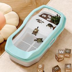 Aquarium pour Tortue PC 46x28x14cm, Petit Aquarium pour Tortues juv&eacute;niles, Design Polyvalent pour cr