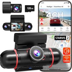 Dashcam 4 Canaux Voiture Avant Ariere,Gauche et Droite,360&deg;,Double STARVIS 2, 2,5K*2+1080P*2,WiFi 5,