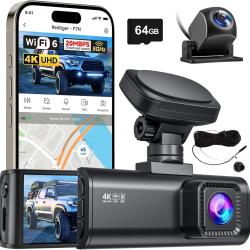 REDTIGER F7N 4K+1080P Dashcam Voiture Avant et arri&egrave;re,Cam&eacute;ra Embarqu&eacute;e avec WiFi et GPS Int&eacute;gr&eacute;s po