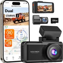 WOLFBOX X3 PRO Cam&eacute;ra embarqu&eacute;e pour voiture 1440P 60 fps + 1440P ADAS Cam&eacute;ra avant arri&egrave;re Dual Sta
