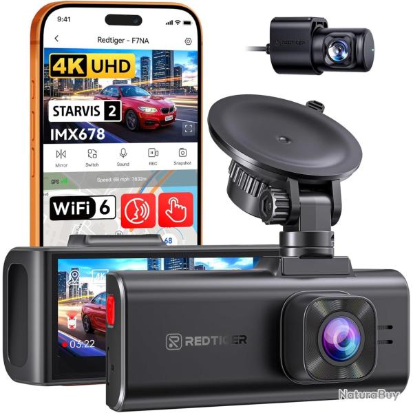Cam�ra embarqu�e F7NA 4K Avant et arri�re, STARVIS 2 IMX678, 8 MP, WiFi 5 GHz (t�l�chargement Rapide