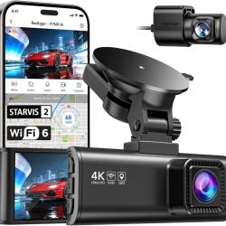 Cam&eacute;ra de tableau de bord de voiture avant et arri&egrave;re 4K/2,5K avec STARVIS 2, &eacute;cran IPS 3,18", WiFi