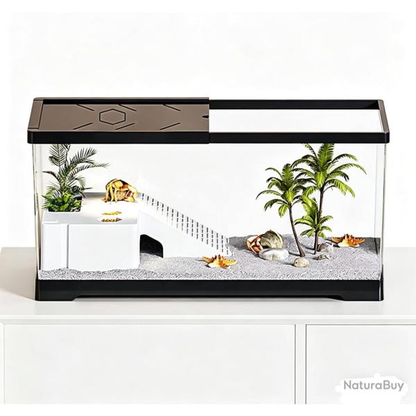 Aquarium 24" x 10" x 11", Terrarium pour Reptiles de 11 gallons avec Zone ensoleill�e et Drainage au