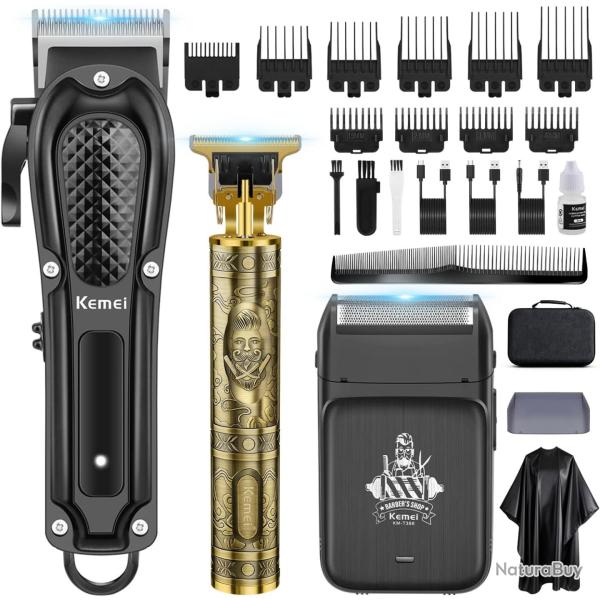 Tondeuse � cheveux sans fil pour homme, tondeuse � barbe, rasoir en aluminium rechargeable