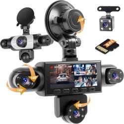 Dashcam 360&deg; 5 Canaux 1080P Carte SD 64 Go Avant Arri&egrave;re Int&eacute;rieur. G-Sensor. Vision Nocturne. Grand