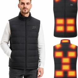 Gilet Chauffant Homme Taille L avec 15 Zones de Chauffage, 3 Niveaux de Temp&eacute;rature R&eacute;glables, Veste