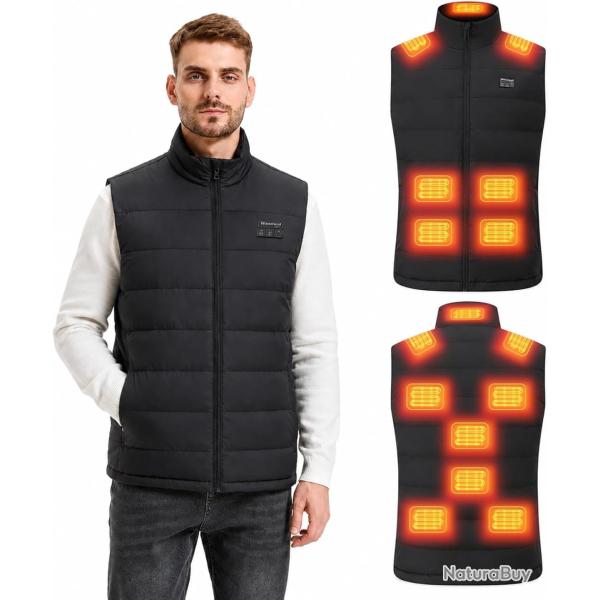 Gilet Chauffant Homme Taille L avec 15 Zones de Chauffage, 3 Niveaux de Temp�rature R�glables, Veste