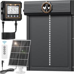 Grande Porte Poulailler Automatique Solaire avec avec &Eacute;cran LCD Externe Capteur de Lumi&egrave;re, Minuteri