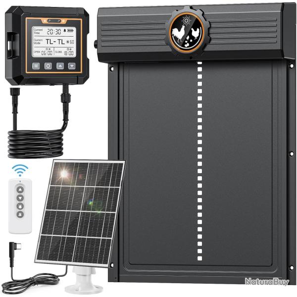 Grande Porte Poulailler Automatique Solaire avec avec �cran LCD Externe Capteur de Lumi�re, Minuteri