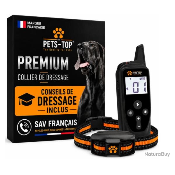Collier dressage chien de chasse t�l�commande 3000 m - bip vibration stimulation - �tanche IPX67