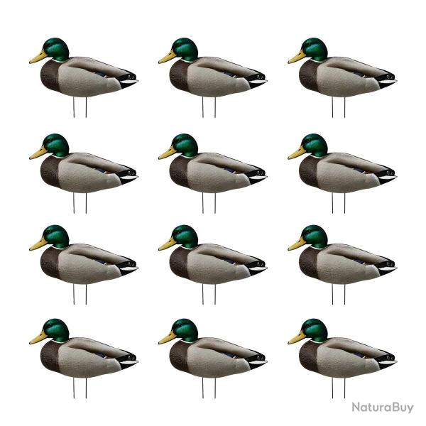 Lot de 12 silhouettes 2D colverts m�les flock�es avec tige - 46 x 21 cm