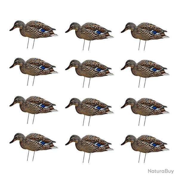 Lot 12 silhouettes 2D colverts femelles flock�es avec tige - 48 x 17 cm