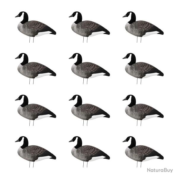 Lot 12 silhouettes 2D oies flock�es avec tige - 65 x 38 cm
