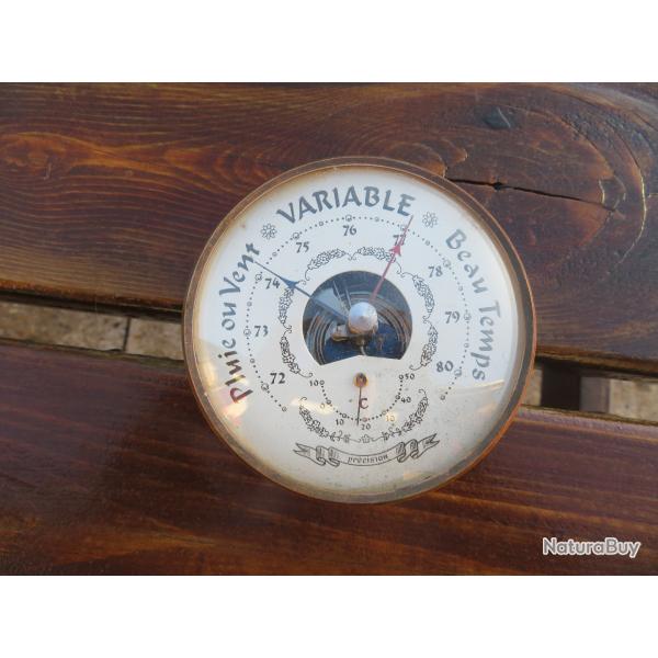Ancien barom�tre an�ro�de, indique la temp�rature et le temps - FRANCE  (Vers 1960-70)