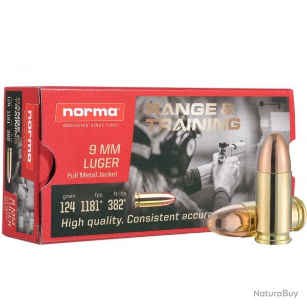 Munitions Norma 9x19 FMJ 124gr (x50)