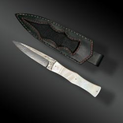 COUTEAU DROIT PAR FRANCK SOUVILLE, LAME DAMAS, AVEC FOURREAU