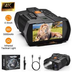 Jumelles de Vision nocturne 4K, grand &eacute;cran de 11cm , lunettes de Vision nocturne, 5000mAh, 800m