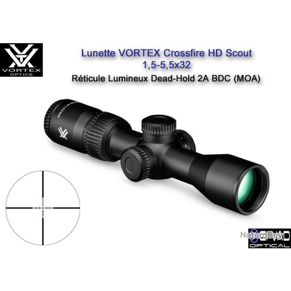 Lunette SCOUT VORTEX CrossFire HD 1,5-5,5x32 - R�ticule lumineux Dead-Hold 2A BDC (MOA)