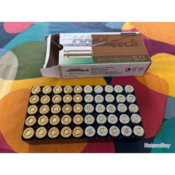 BOITE DE 50 CARTOUCHES A BLANC pour PISTOLET 9mm PAK