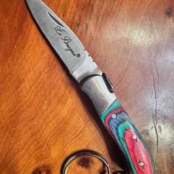 Couteau pliant Porte clef Le Bougna - Bois color&eacute; - Ench&egrave;re 1.00 � (1)