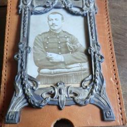 encadrement sur cuir c photo soldat  17&deg; r&eacute;giment infanterie
