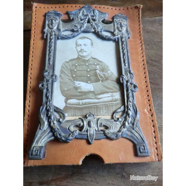 encadrement sur cuir c photo soldat  17� r�giment infanterie