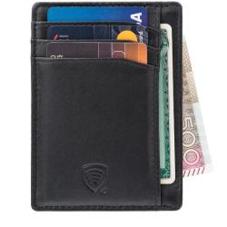 &Eacute;tui porte-cartes RFID en cuir - Noir