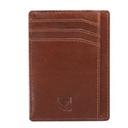 &Eacute;tui porte-cartes RFID en cuir - Marron