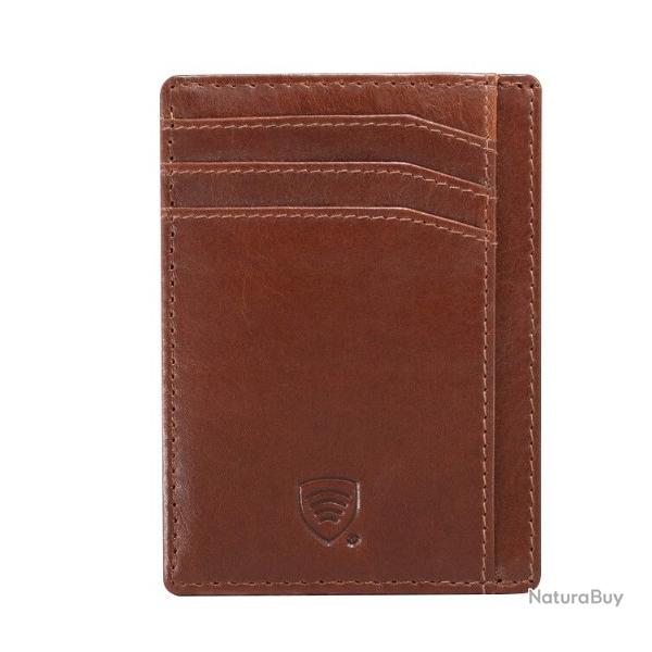 �tui porte-cartes RFID en cuir - Marron